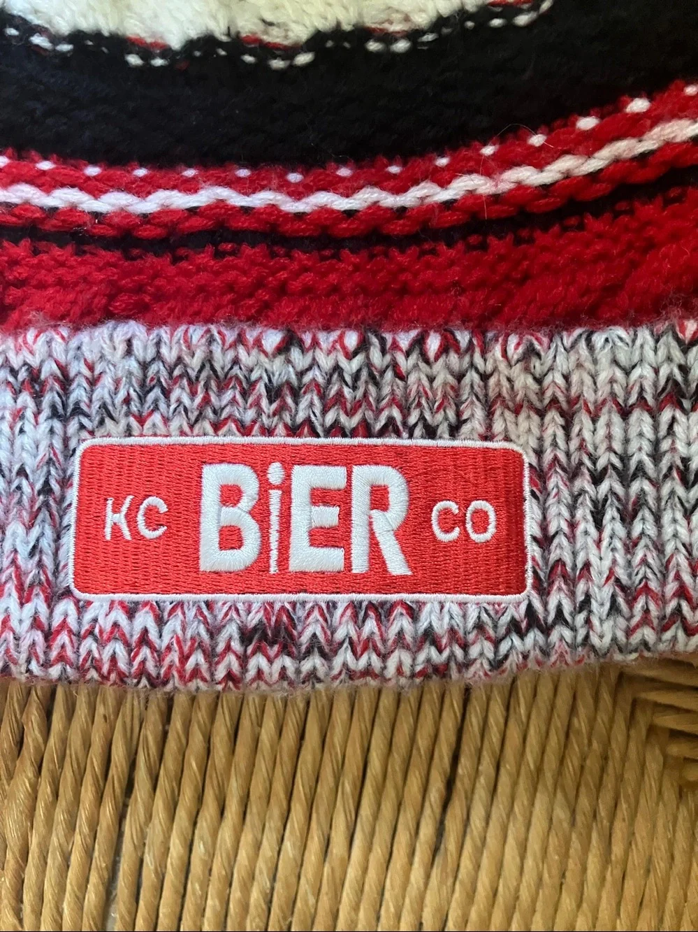 KC Bier giant Pom knit hat - OS adult cozy! Local Microbrewery unisex